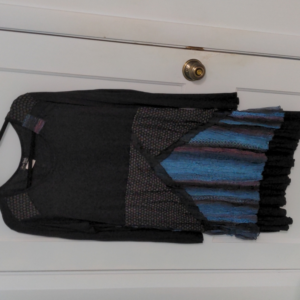 Silver Stitch Sz L Black Boho Dress with Beautiful Colors